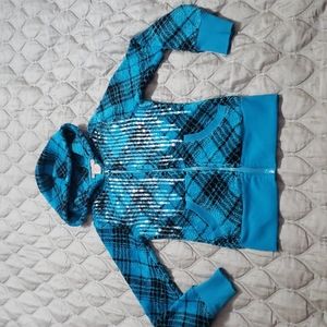 Sequined Hoodie girls blue hoodie with pockets